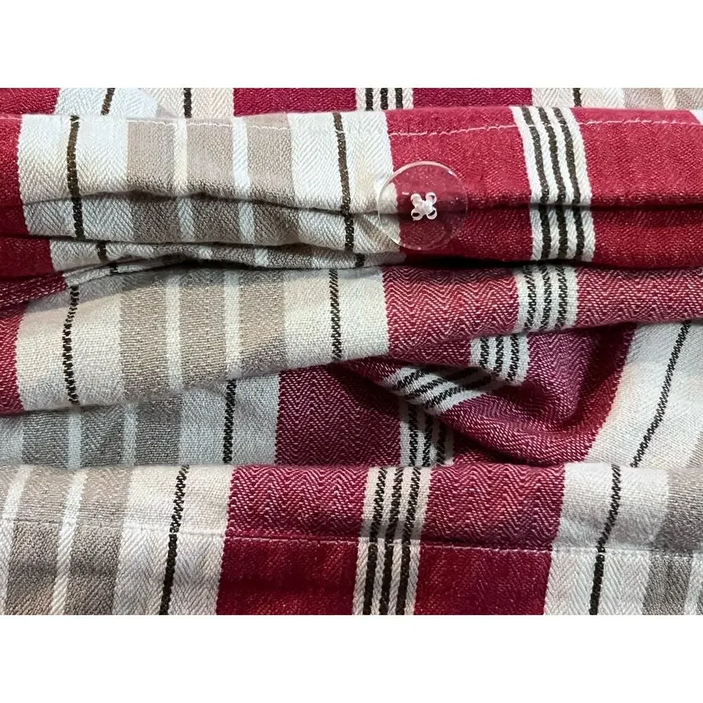 POTTERY BARN DUVET COVER Stripe French Nautical Red Ivory Tan 100% COTTON 78x86